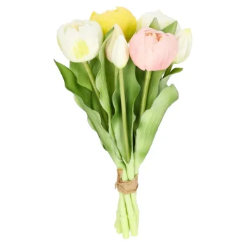 Clearance Pompoentulp Real Touch 7st 30 Cm Geel Roze Mix