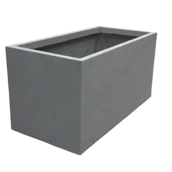 Fashion Mega Collections Pot Clayfibre Bigular Auth. Grey 60 Cm