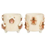 Discount Mica Decorations Pot Peperkoek Creme 11x13cm