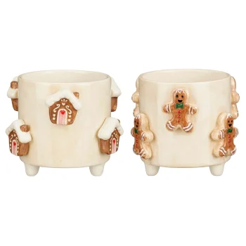 Discount Mica Decorations Pot Peperkoek Creme 11x13cm