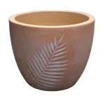 New Mega Collections Pot Portly Leaf Egg White Wash 25 Cm