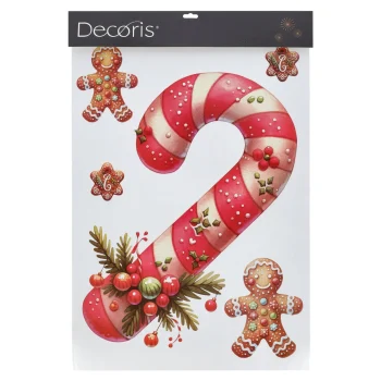 New Decoris Raamsticker Candycane 70x50cm