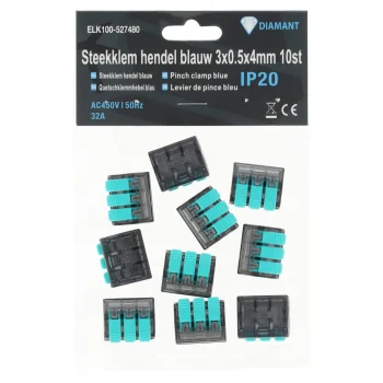 Clearance Diamant Steekklem Hendel Blauw 3x0.5x4mm 10st