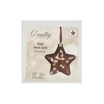 Outlet O'malley Ster Met Lint Burgundy 20 Cm 15 LED-warm Wit