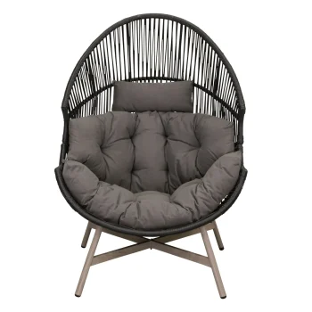 Best Bois Le Duc Stoel Ei En Voet Cadzand Zwart Met Kussen