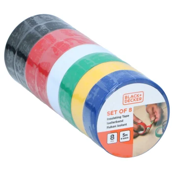 Clearance Black&Decker Tape Isolatie 18mmx5m 8st Assorti Black+Decker