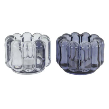 New Natural Collections Theelichth Glas Blauw 8 X 6 Cm 2 Assorti