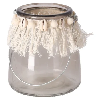 Online Theelichth Grijs Macrame 13 Cm