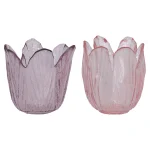 Fashion Natural Collections Theelichthouder Van Glas Met Bloemmotief, 7 Cm Diver...