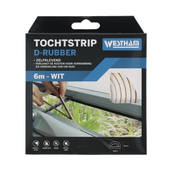 New Westham Tochtstrip D Rubber 6 M Wit