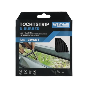 Sale Westham Tochtstrip D Rubber 6 M Zwart