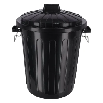 Online Curver Ton Met Deksel Zwart 70L