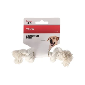 Discount Friendly Pet Touw Hond Wit 2 Knopen Mini