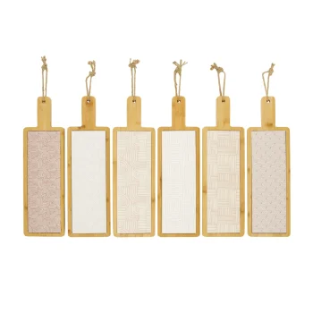 Outlet Natural Collections Tray Keram Wit Roze 42x12cm