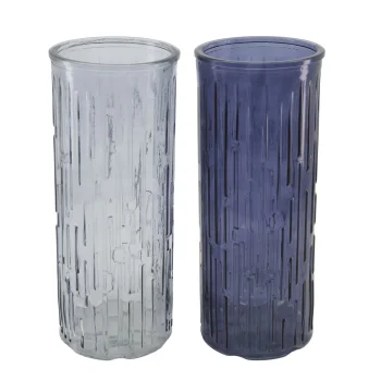 Sale Natural Collections Vaas Glas Blauw 10 X 25 Cm 2 Assorti