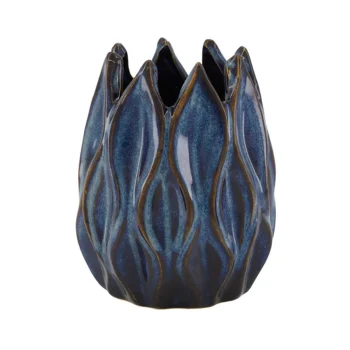 Clearance Natural Collections Vaas Keramiek Blauw 11 X 11 X 14 Cm