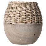 Best Natural Collections Vaas Riet Met Paulownia Grijs 29 X 28 Cm