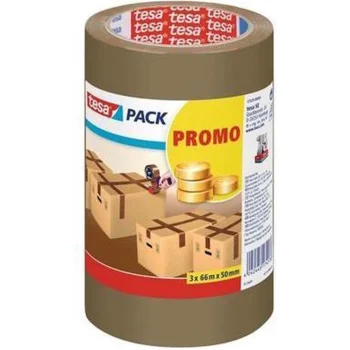 New Tesa Verpakkingstape Bruin 50mmx66M 3st