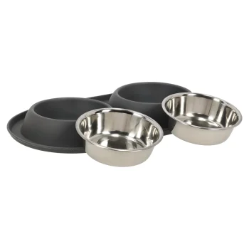 Hot Friendly Pet Voerbak Duo Rond Grafa 2x500ml D.grijs FP