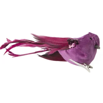 New Natural Collections Vogel Op Clip Paars 18 X 4 X 5 Cm 2st.