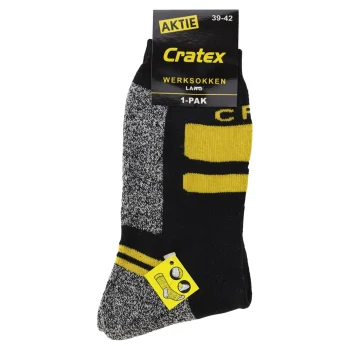 Sale Cratex Werksok Zwartgrijs-geel 39-42 (1 Pak)